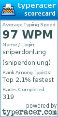 Scorecard for user sniperdonlung