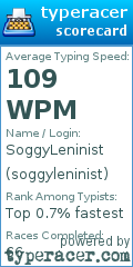 Scorecard for user soggyleninist