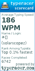Scorecard for user solarscopez