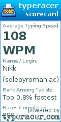Scorecard for user solepyromaniac