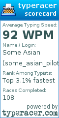 Scorecard for user some_asian_pilot