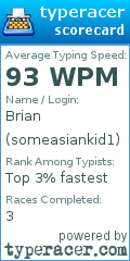 Scorecard for user someasiankid1