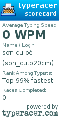 Scorecard for user son_cuto20cm
