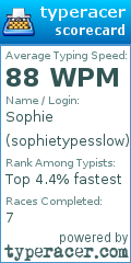 Scorecard for user sophietypesslow