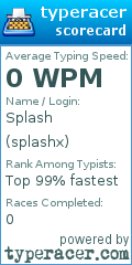 Scorecard for user splashx