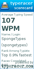 Scorecard for user spongetypes
