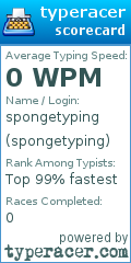 Scorecard for user spongetyping
