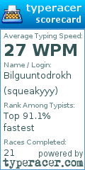 Scorecard for user squeakyyy