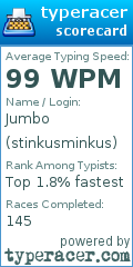 Scorecard for user stinkusminkus