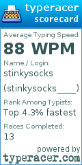 Scorecard for user stinkysocks____