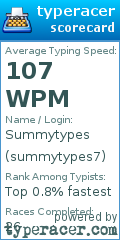 Scorecard for user summytypes7