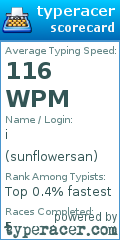 Scorecard for user sunflowersan