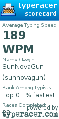 Scorecard for user sunnovagun