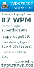 Scorecard for user superdoge909