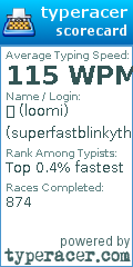 Scorecard for user superfastblinkythingthatsdanci