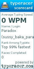 Scorecard for user sussy_baka_paradox