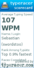 Scorecard for user swordstoo