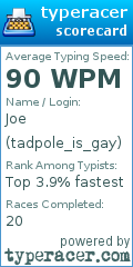 Scorecard for user tadpole_is_gay