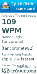 Scorecard for user tancoronet982