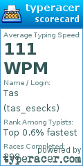 Scorecard for user tas_esecks
