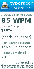Scorecard for user teeth_collector