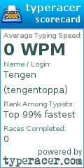 Scorecard for user tengentoppa