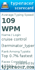 Scorecard for user terminator_typer