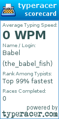 Scorecard for user the_babel_fish