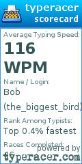 Scorecard for user the_biggest_bird
