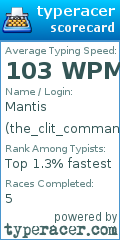 Scorecard for user the_clit_commander