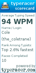 Scorecard for user the_coletrane