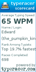 Scorecard for user the_pumpkin_king