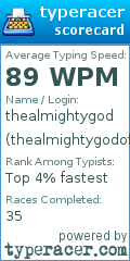 Scorecard for user thealmightygodoftyping