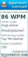 Scorecard for user thedoglobster