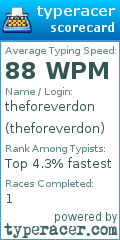 Scorecard for user theforeverdon