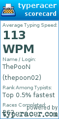 Scorecard for user thepoon02