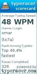 Scorecard for user to7a