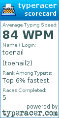 Scorecard for user toenail2