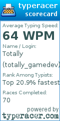 Scorecard for user totally_gamedev