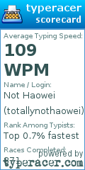Scorecard for user totallynothaowei
