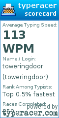 Scorecard for user toweringdoor