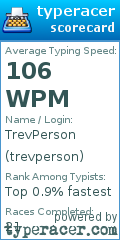 Scorecard for user trevperson