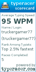 Scorecard for user truckergamer77