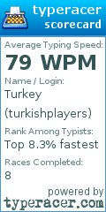 Scorecard for user turkishplayers