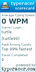 Scorecard for user turtle99