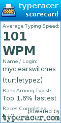 Scorecard for user turtletypez