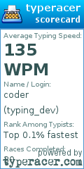 Scorecard for user typing_dev