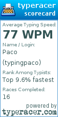 Scorecard for user typingpaco