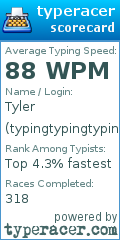 Scorecard for user typingtypingtypingtyping