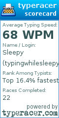Scorecard for user typingwhilesleepy